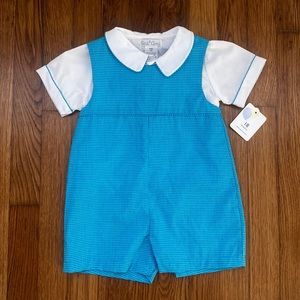 Brand New Two Piece Blue Gingham Coverall Set